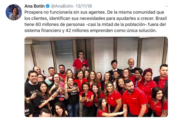 El Santander apoya el crecimiento de 600.000 negocios en Brasil a través de Prospera 1 Merca2.es tuit ana botin Merca2.es