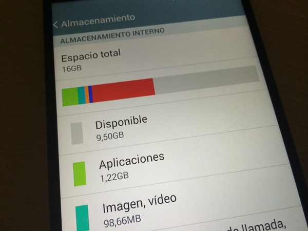 Almacenamiento disponible