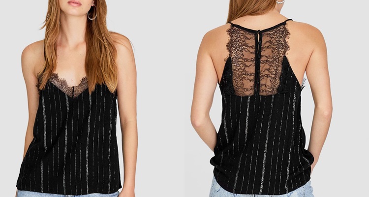 Top lencero de hilo metalizado