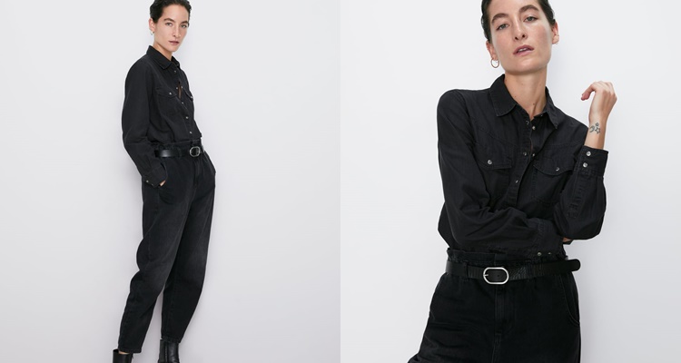 Camisa denim negra de Zara
