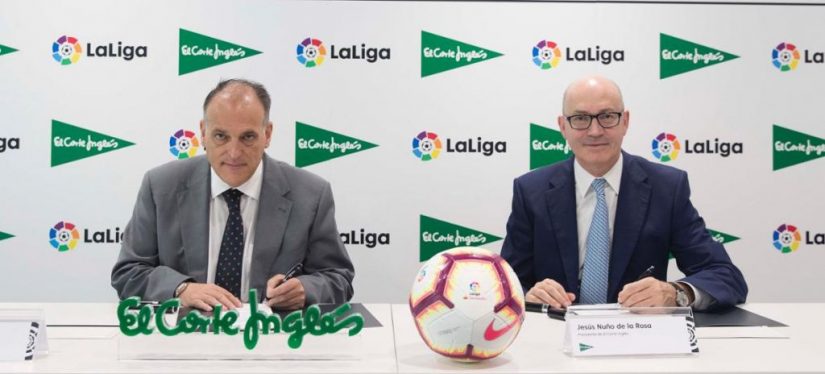 BKT, Renfe, El Corte Inglés, Santander y otras empresas que patrocinan LaLiga (y el dinero que mueven) 5 Merca2.es El Corte Inglés firmando acuerdo con LaLiga