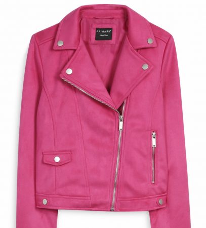 Cazadora de cuero rosa