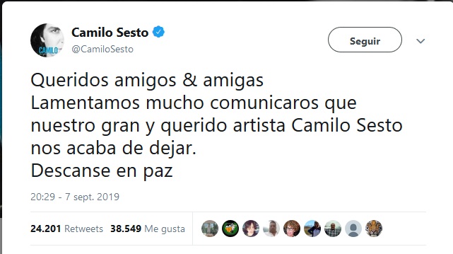 Las mejores actuaciones de Camilo Sesto 1 Merca2.es comunicado