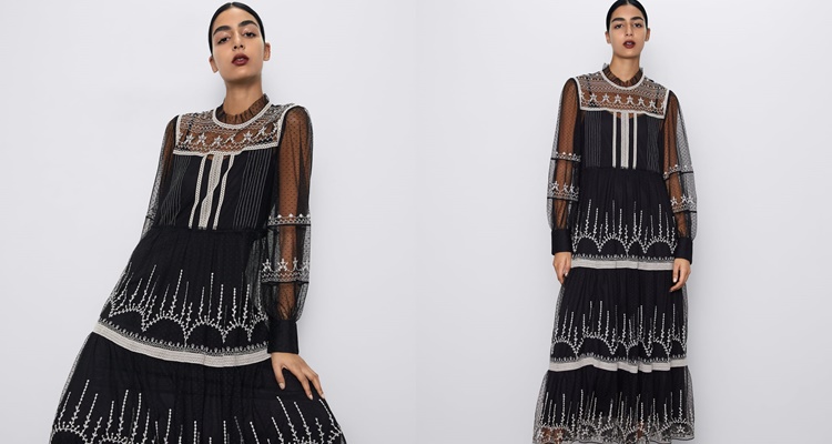 Vestido de tul bordado
