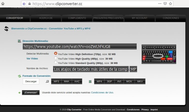 ClipConverter descargar Youtube