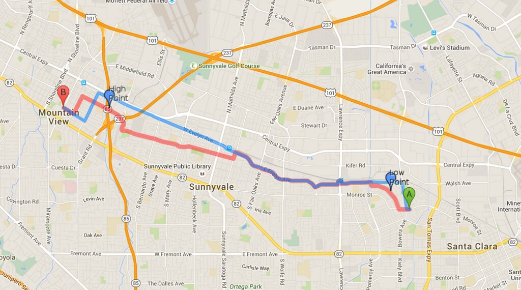 Google Maps, ruta alternativa