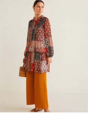 Vestido con estampado patchwork de Mango