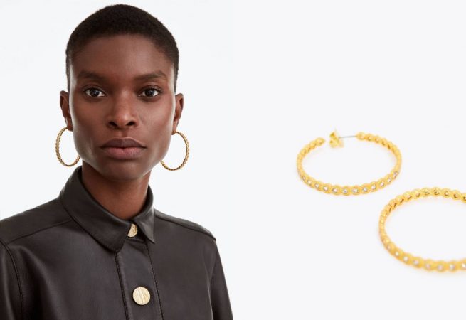 Uterqüe Pendiente aro con cristales edición limitada