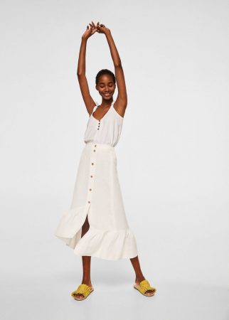 Falda de lino con volantes