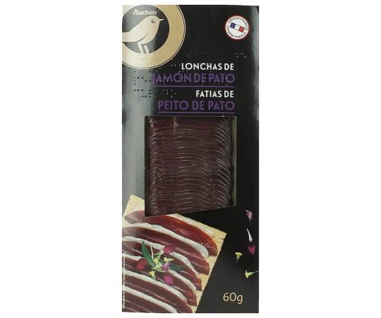 Jamón de pato de origen francés cortado en finas lonchas en Auchan