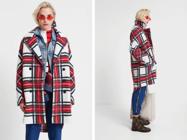 Abrigo tartán paño en Desigual