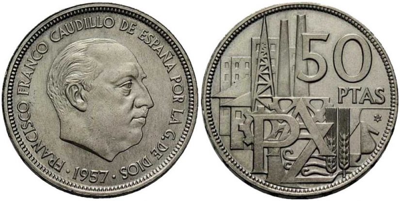 Las pesetas que ahora te pueden ayudar a pagar tus deudas 11 Merca2.es Moneda de 50 pesetas de 1957
