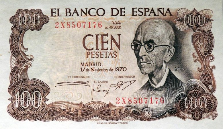 billete de 100 pesetas antiguo