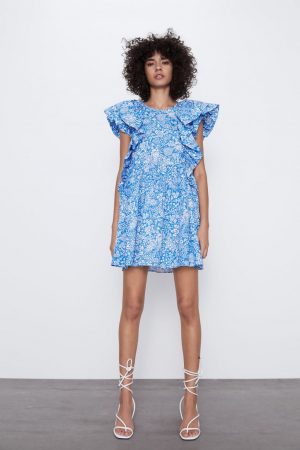 Vestido estampado volantes