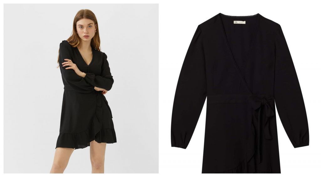 vestido negro y fluido stradivarius