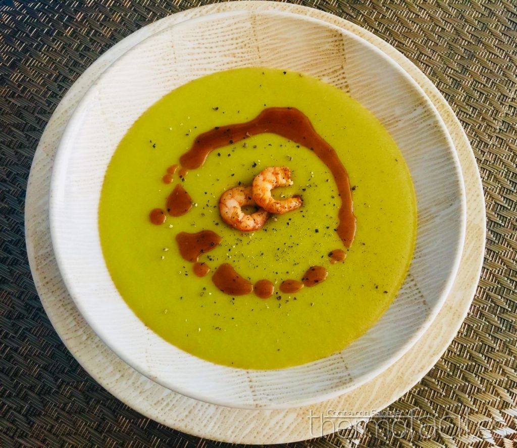 crema judias verdes y gambas