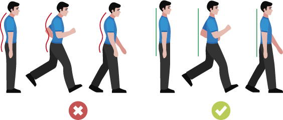 postura adecuada para caminar y evitar dolor de espalda