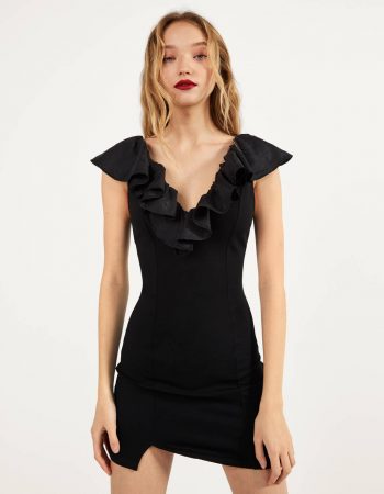 vestido volantes bershka