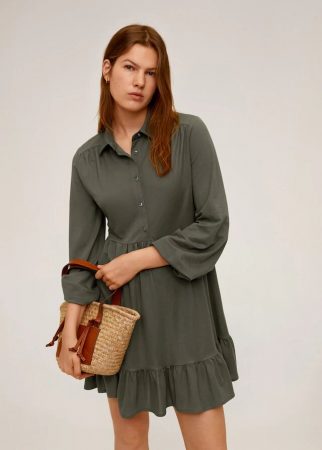 vestido camisero con volantes