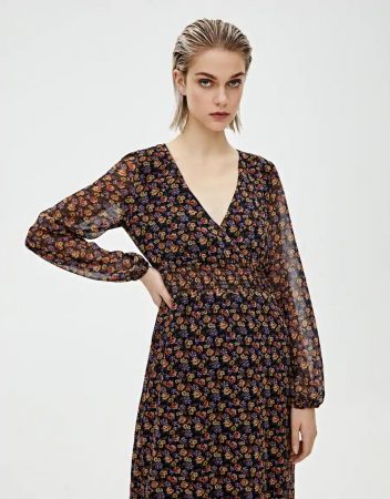 vestido estampado floral pull & bear