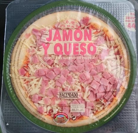 pizza jamon y queso hacendado
