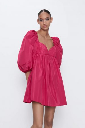 vestido tafeta zara
