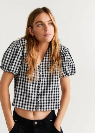 blusa cuadros mango