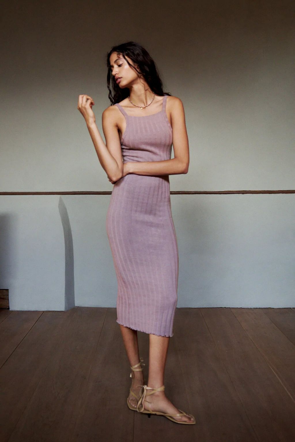 vestido largo rib