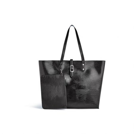 Primark, bolso black croc tote. Stradivarius