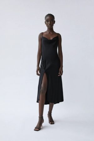 vestido lencero satinado