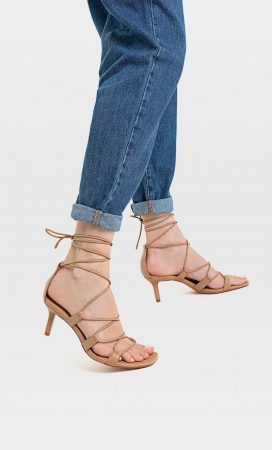 sandalias tacon tiras atadas stradivarius