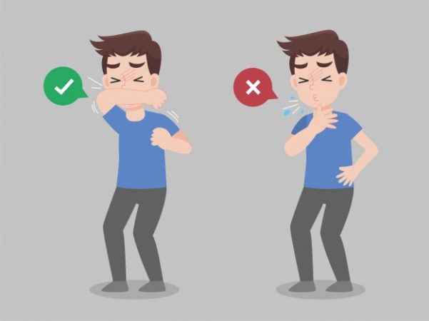 estornudo codo, mascarillas