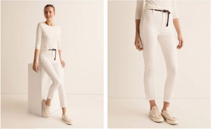 Pantalón recto de mujer con cinturón El Corte Inglés 