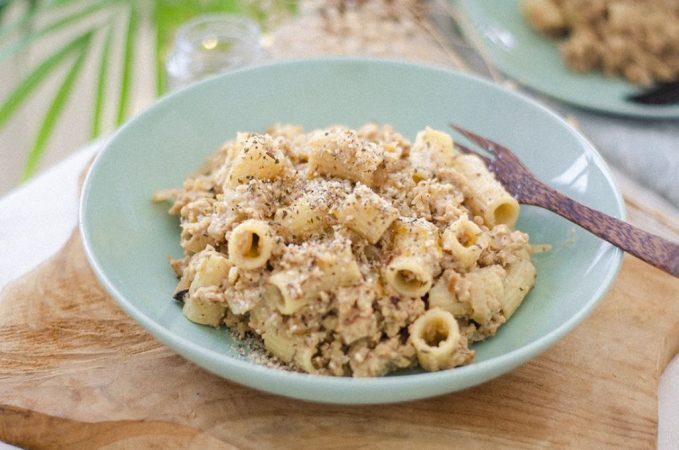macarrones salsa pimienta blanca soja texturizada recetas vegetarianas Merca2.es