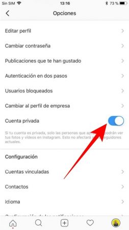 Puedes colocar tu cuenta de Instagram privada 