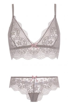 conjunto lenceria gris