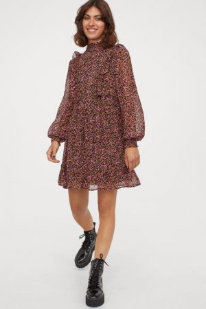 Vestido de gasa con volantes H&M 