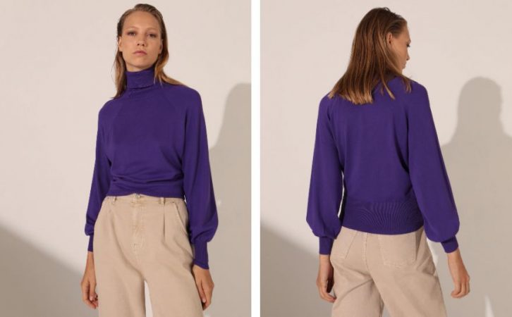 Jersey de mujer liso manga abullonada