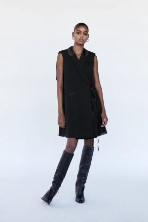 vestido plisado combinado