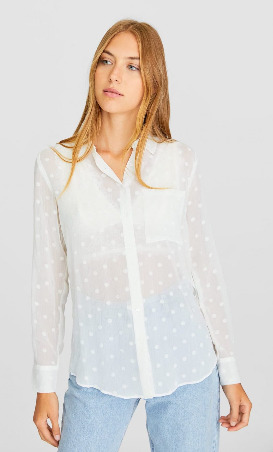camisa semitransparente stradivarius