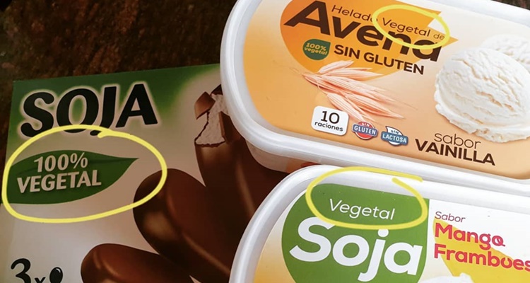 Helados avena y vainilla y soja y chocolate