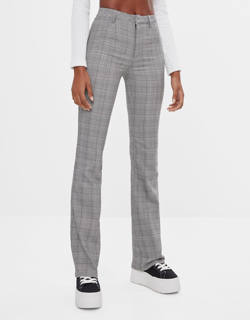 pantalones flare hebillas bershka