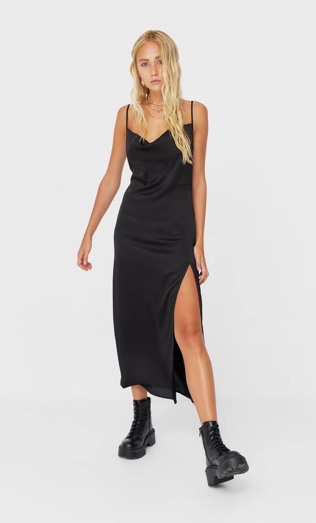 vestido lencero stradivarius