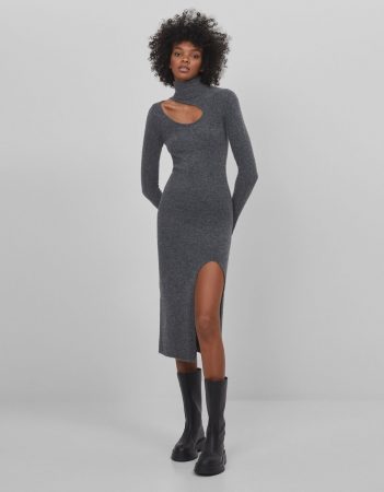 vestido midi cuello vuelto 