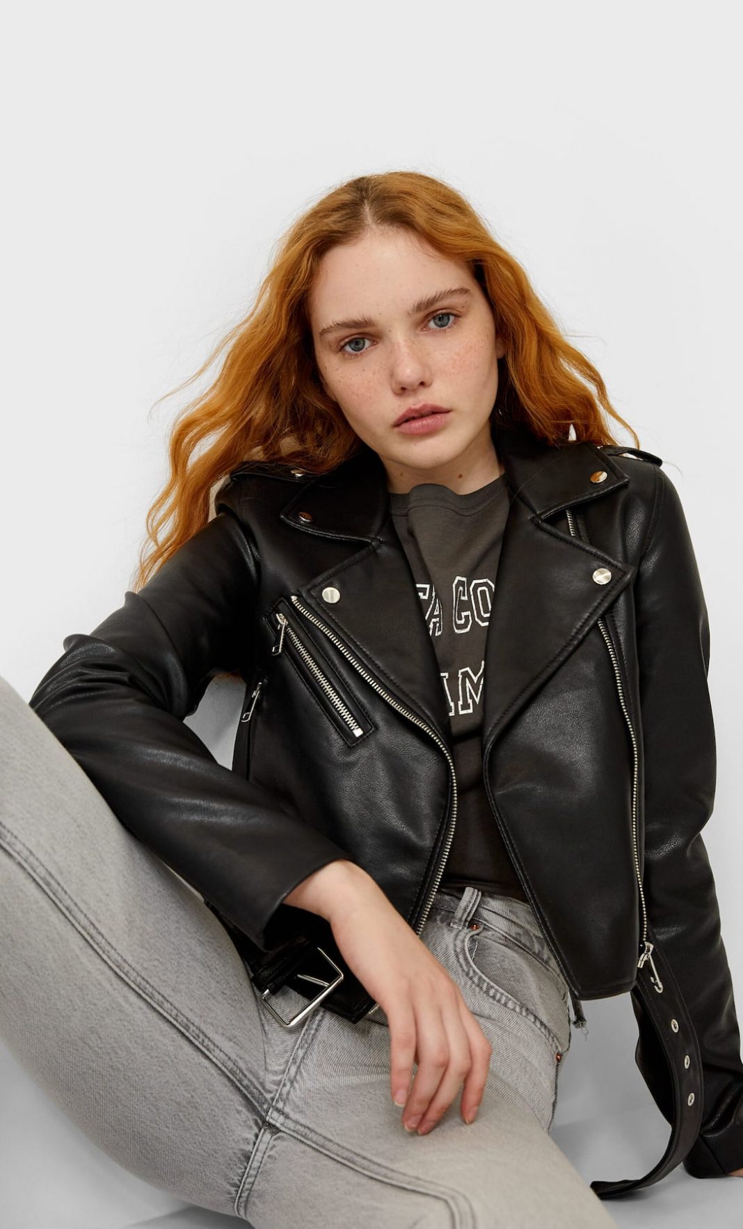 chaqueta efecto piel stradivarius