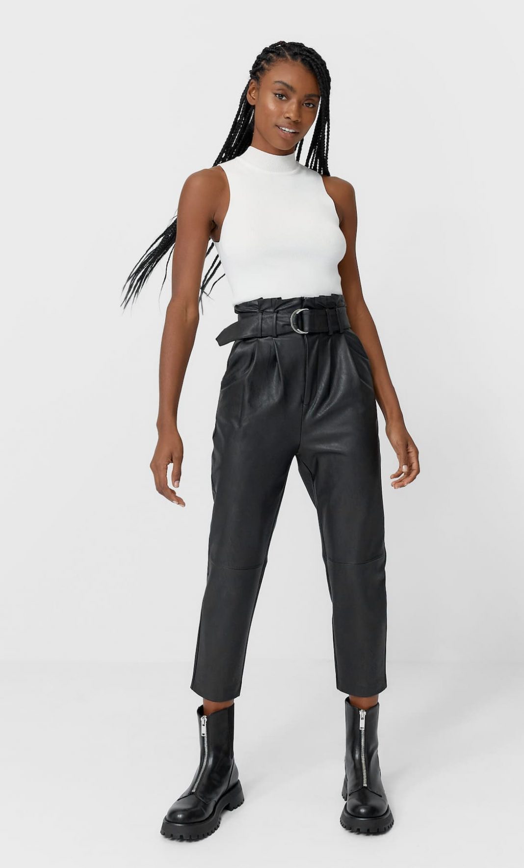 pantalon paperbag efecto piel