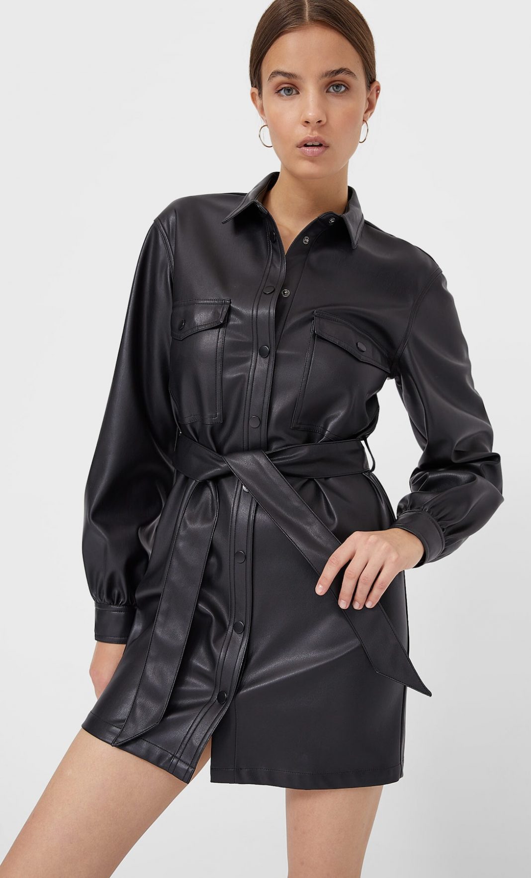 vestido efecto piel stradivarius