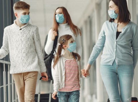 familia coronavirus mascarilla
