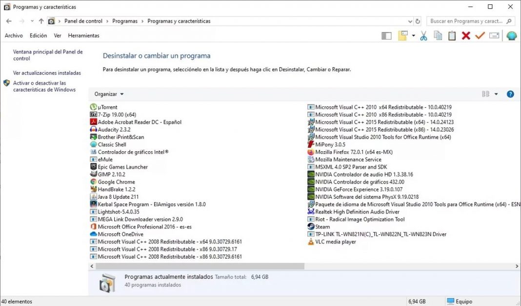 Desinstalar programas
