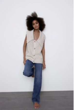 Chaleco Zara cuello botón joya